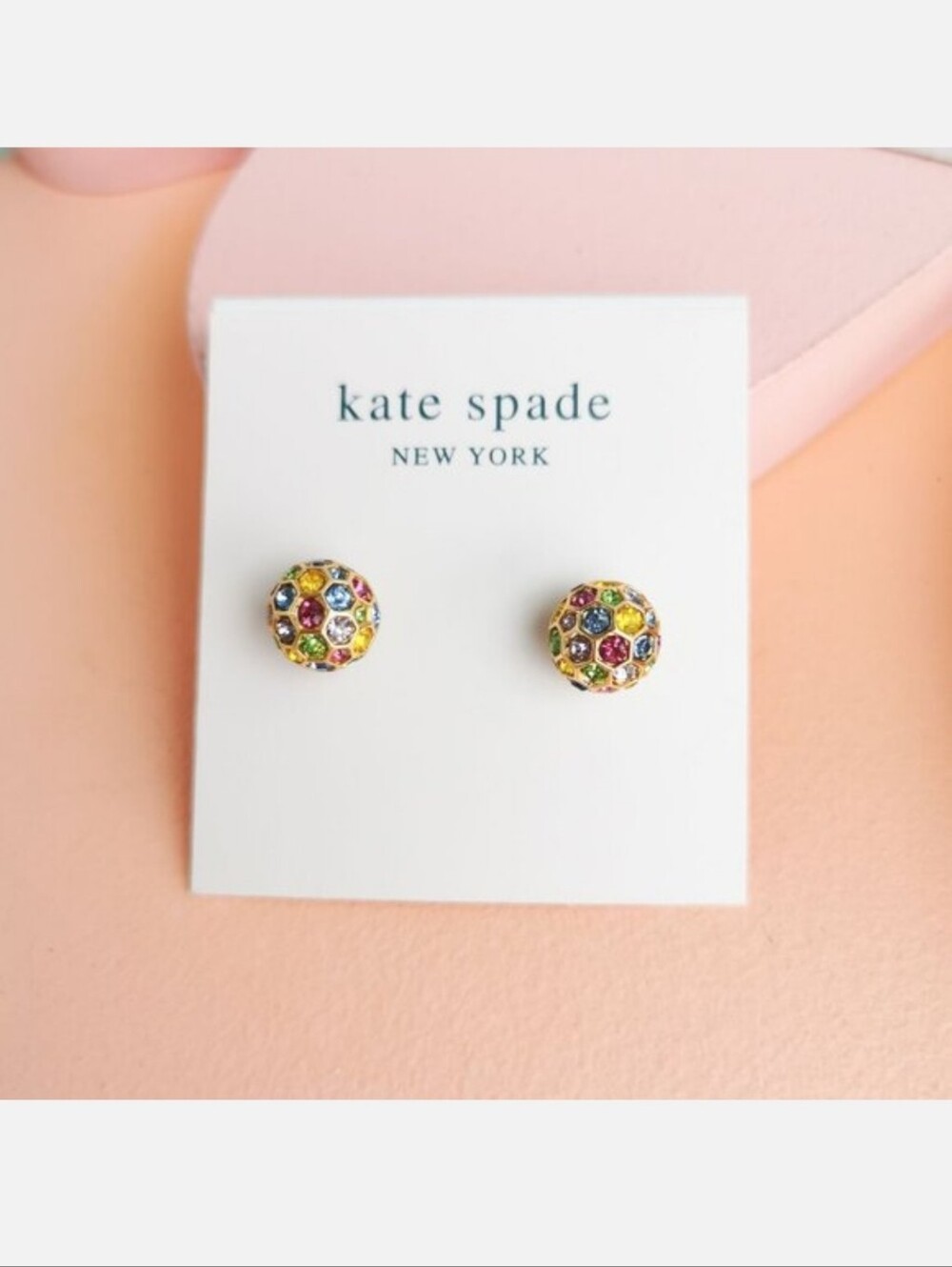 kate spade Gold-Tone Multicolor Crystal Button Earrings
